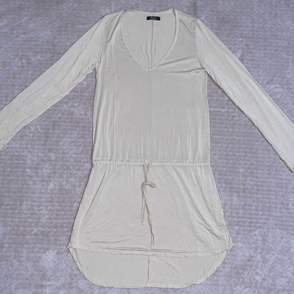 Michael Lauren REVOLVE Drop Waist Long Sleeve Drawstring T Shirt Dress